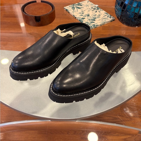 Jenni Kayne Leather Lug Mules Size 9 Black 39 NWOB - Picture 2 of 15